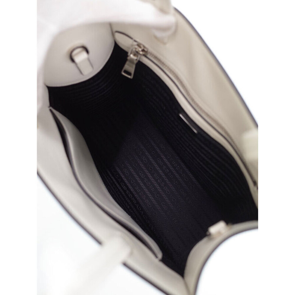 PRADA Embossed Triangle Logo Tote Bag White - Picture 3 of 9